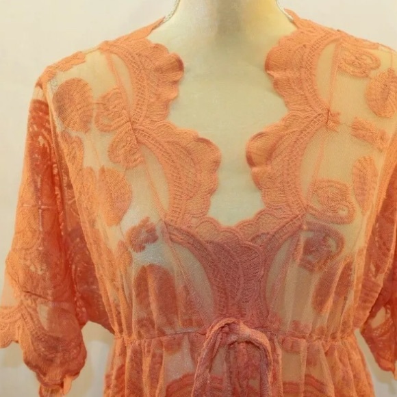 Laklook Pink Scalloped Lace-Accent Tie-Waist - Picture 2 of 4